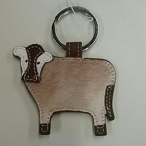 Leather Cow Key Ring/Key Chain